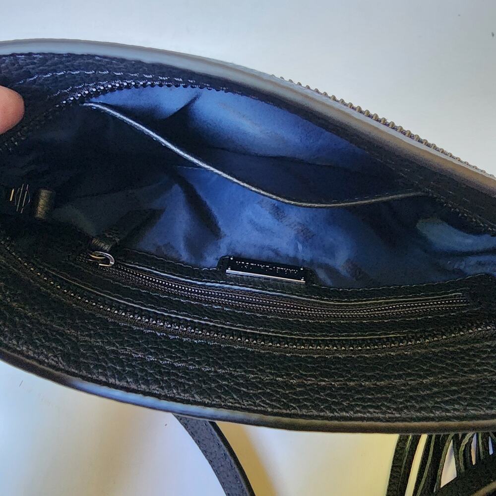 Harley Davidson Purse Crossbody Shoulder Hip Bag Handbag Black Leather Tassel - Picture 10 of 16
